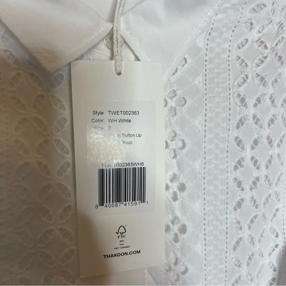 $250 Thakoon White button up lace tunic dress NWT size 6